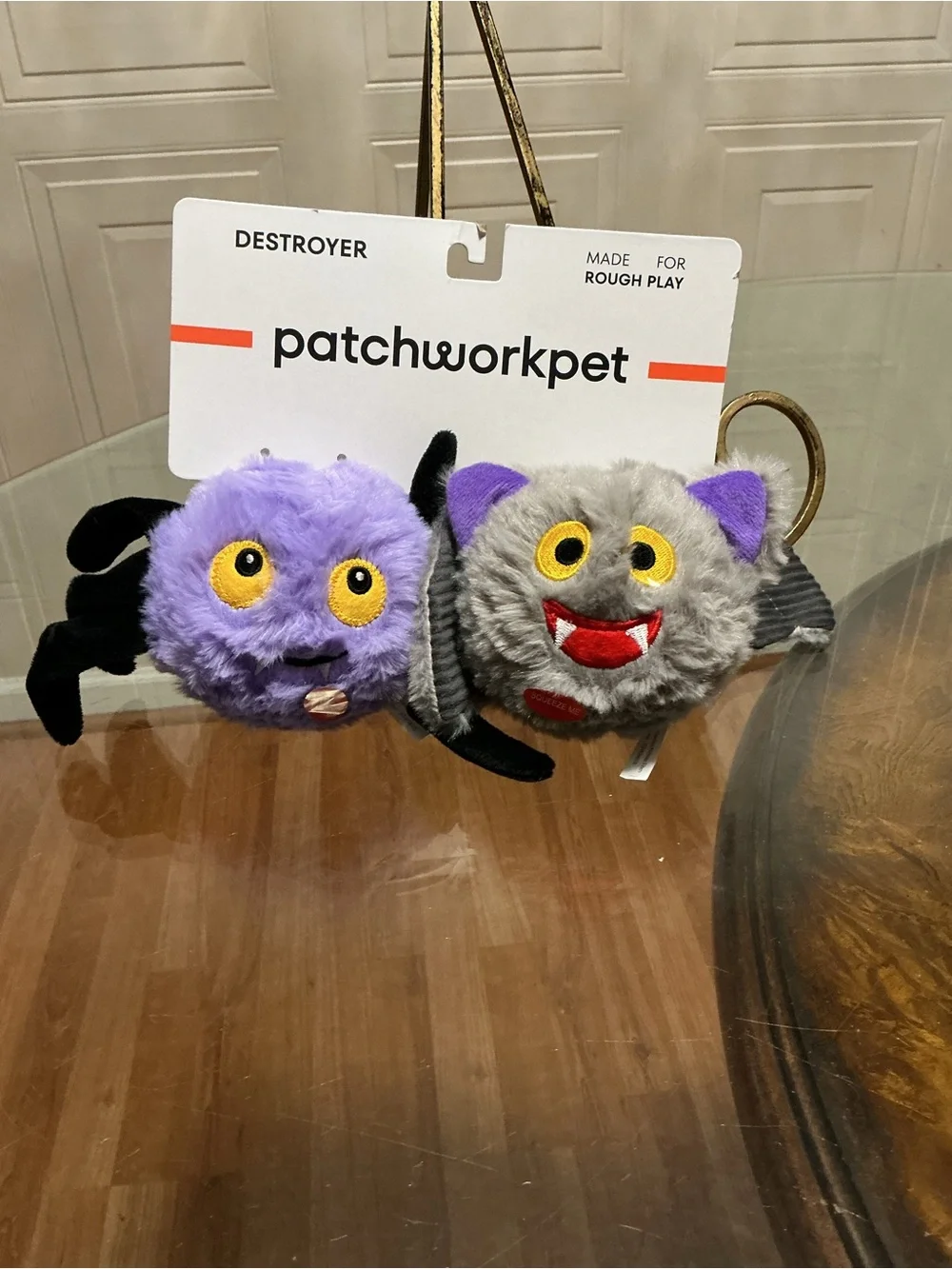 Patchwork~  Set Of 2 Pricklets Spider & Batt 4’’ ~ Squeaky Dog Toy